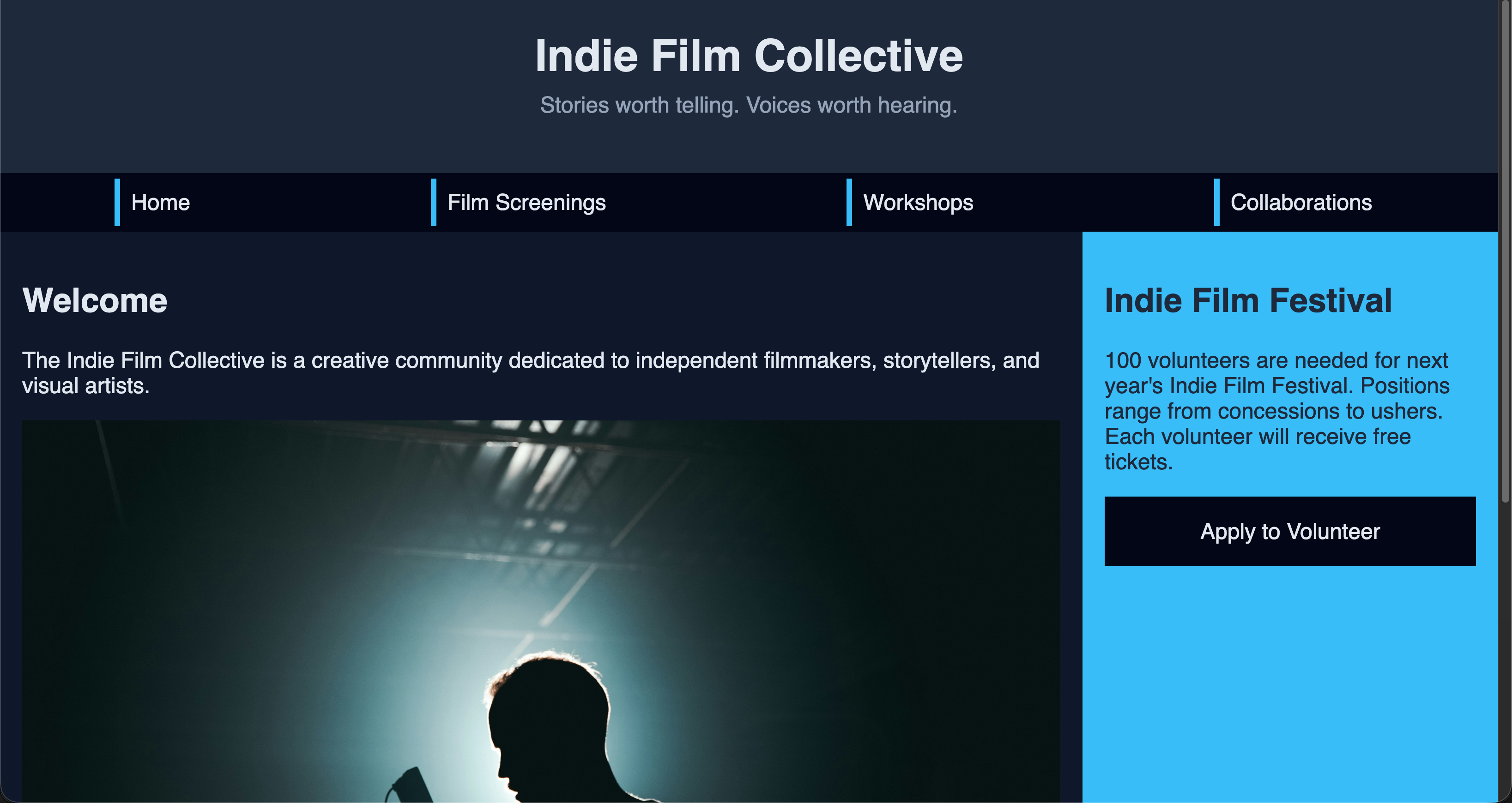 Indie Film Collective website screenshot